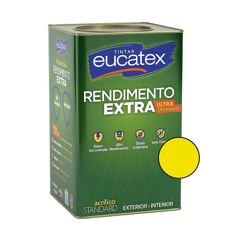 Tinta Acrílica Rendimento Extra - Standard - Amarelo Frevo-18L-  Eucatex