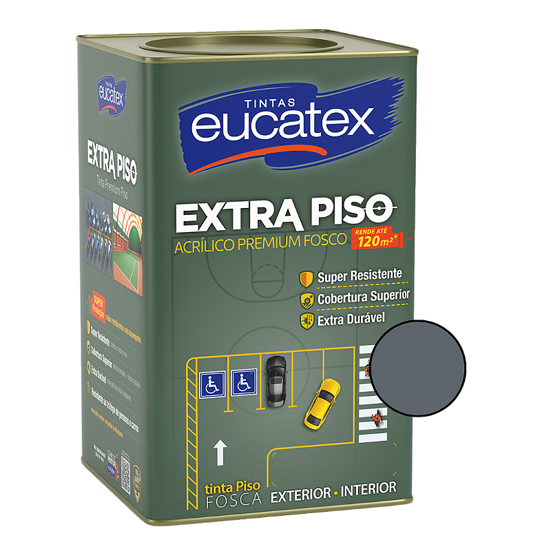 Tinta Acrílica Extra Piso Premium Fosco Cinza 18L - Eucatex