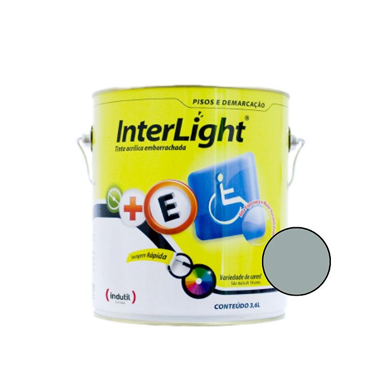 Tinta de Piso Emborrachada Interlight Piso 3,6L - Cinza Médio - Indutil