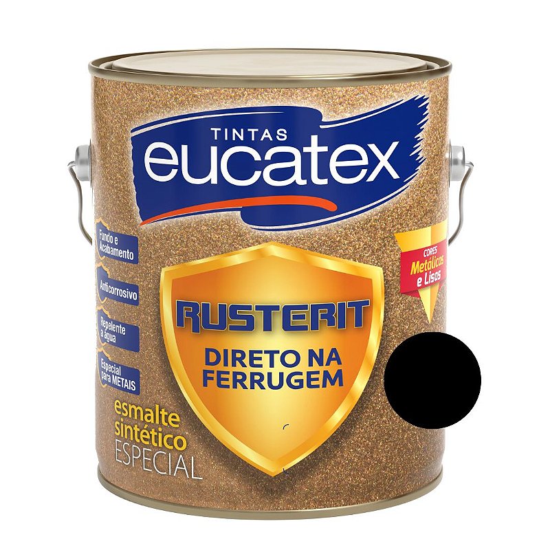 Esmalte Sintético Rusterit Direto na Ferrugem Preto Brilhante- 900ml - Eucatex