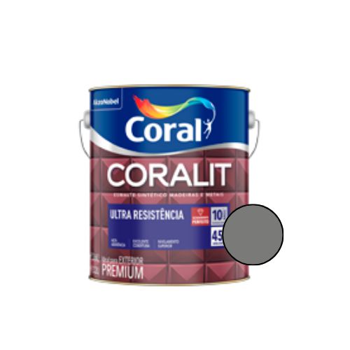 Esmalte Sintético Coralit Ultra Res. Brilhante Cinza Médio 900ml - Coral