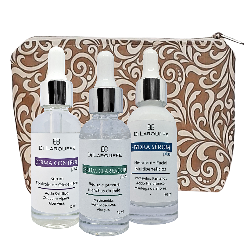 Kit Facial 3 Séruns - Hidrata, Controla a oleosidade e Clareia