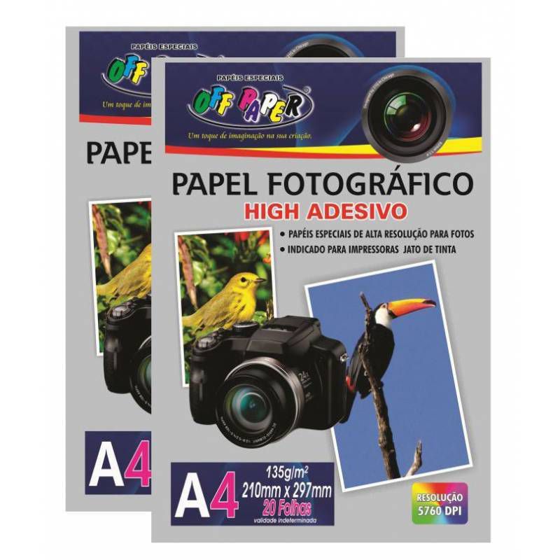 Papel Fotográfico Adesivo Off Paper A4 135G 210mmx297mm 20 fls - CASA DO SUB