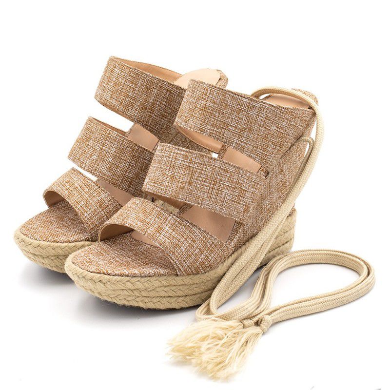 sandalia anabela palha