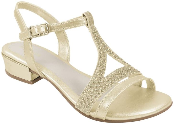 Sandália Infantil Pampili Charlote Com Saltinho, Dourado - Noeli Confecções