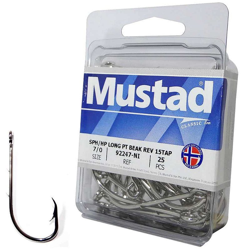 Anzol Mustad 92247 nº 7/0 com 25 - Martinelli Pesca e Náutica - As