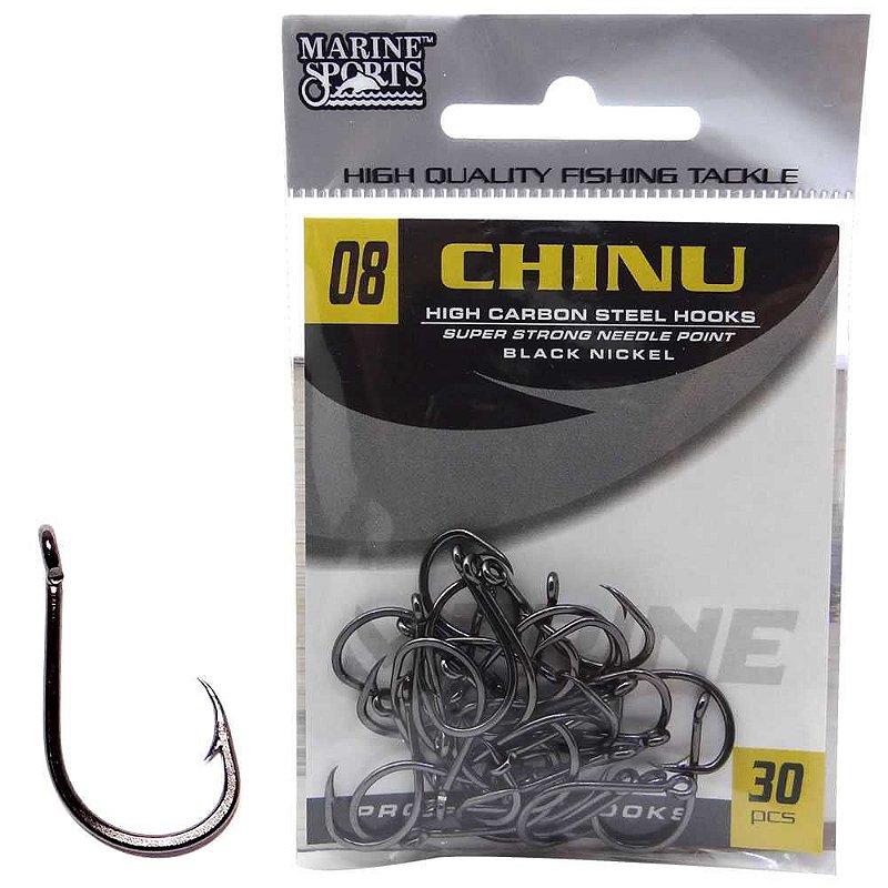 Anzol Marine Sports Chinu Black nickel n. 08 com 30 - Martinelli