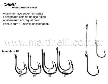Anzol Marine Sports Chinu Encastoado N.4 com 50 un. - Martinelli
