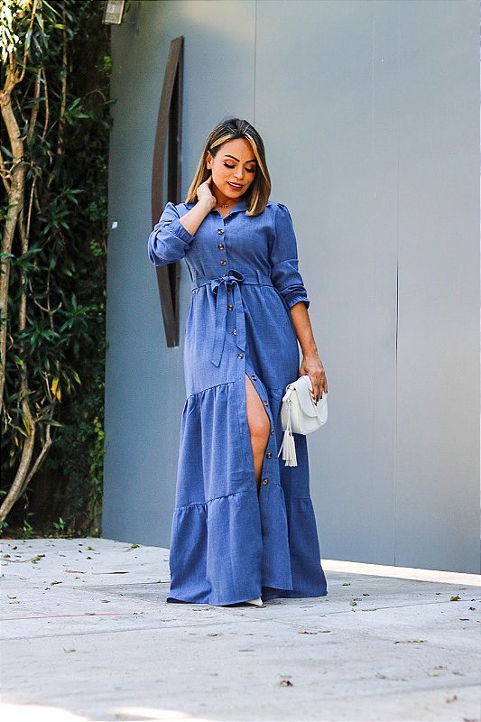 Vestido Jeans Vestido Mercado Livre Longo Vestido Longo Com Botões