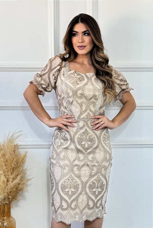 Vestido Tubinho Renda 8329 Santo Luk Moda Evangélica e Moda