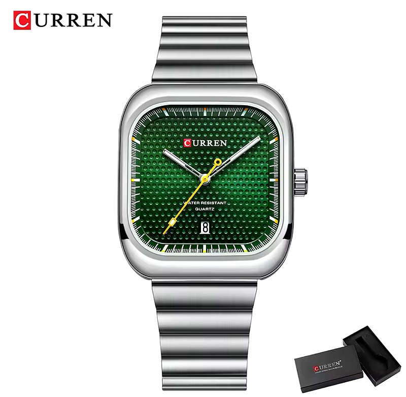 Relógio Curren 8460 Prata com Verde - Relógios Curren