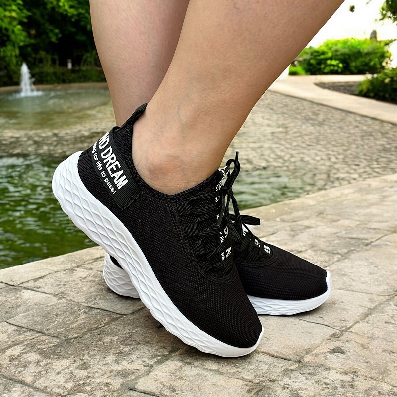 Sapatilhas Atacado Tenis Preto Solado Branco Serrana Calçados
