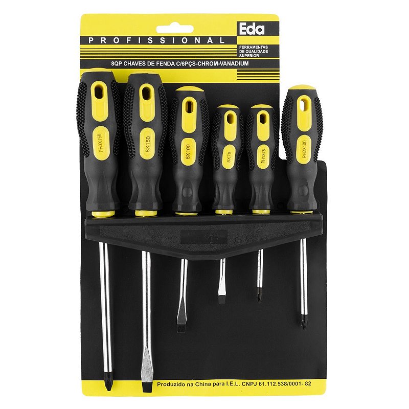 Jogo de Chaves de Fenda + Philips com 6 unidades Eda 8QP - Uno