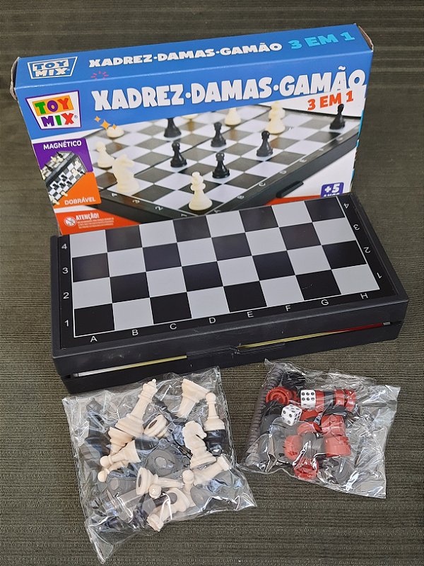 Leksak Jogos 10'' Xadrez Magnético Damas Gamão Conjunto 3 em 1 - Jogos de  Tabuleiro de Viagem Portable Case Folding Board - Conjunto de Xadrez  Iniciante para Crianças e Adultos - 30