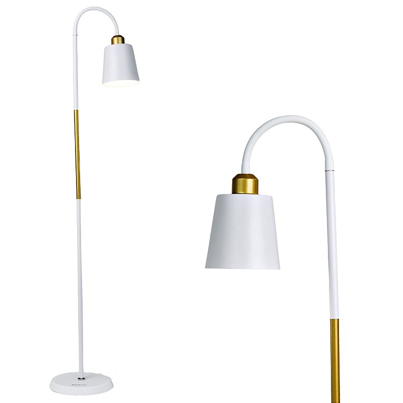 Luminária de Chão Branca TechLed com Corpo Flexível e Cúpula – Soquete E27