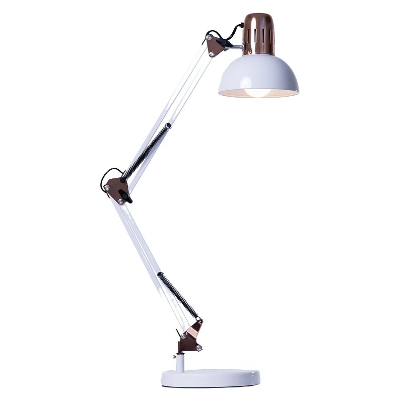 Luminária de Mesa Articulável Branca Premium 90cm | Base + Garra Ajustável