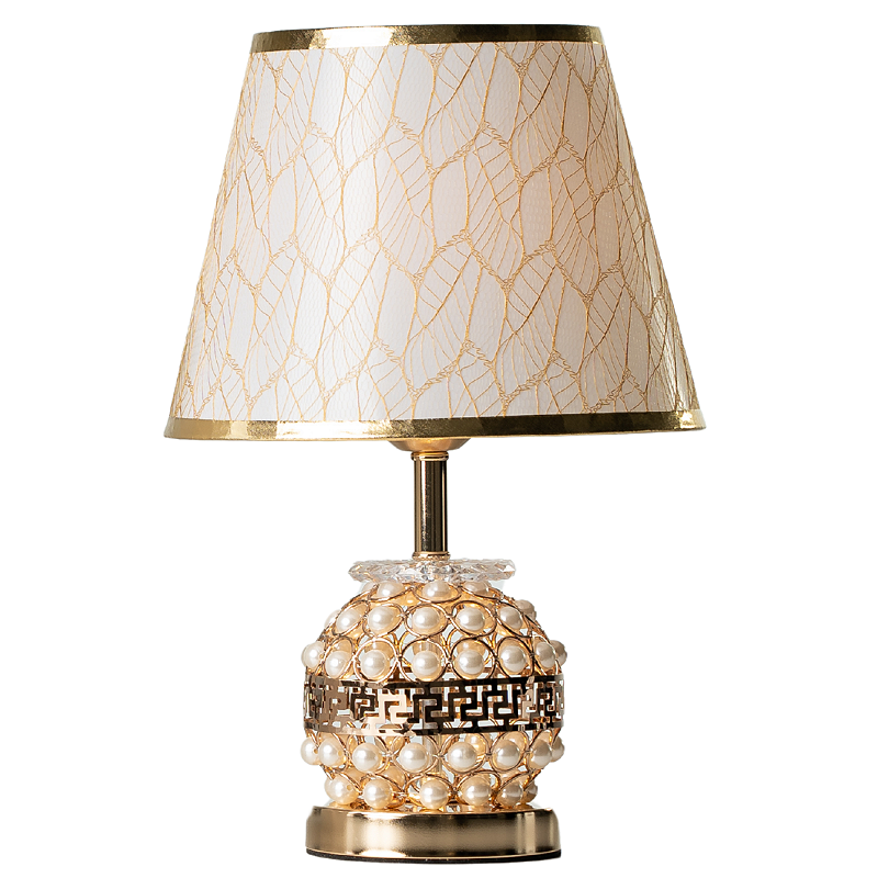 Abajur de Mesa Techled Gold Pérola 38cm Corpo Iluminado com Interruptor Bivolt 127/220V