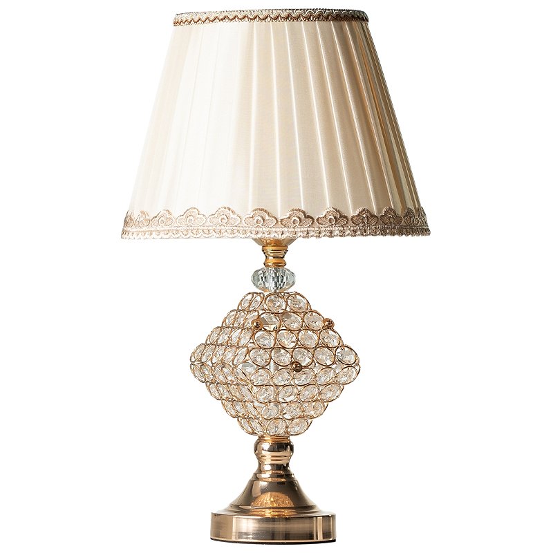 Abajur de Mesa Techled Cristal Gold 48cm Decorativo com Base Iluminada e Interruptor Bivolt 127/220V para Quarto Casal