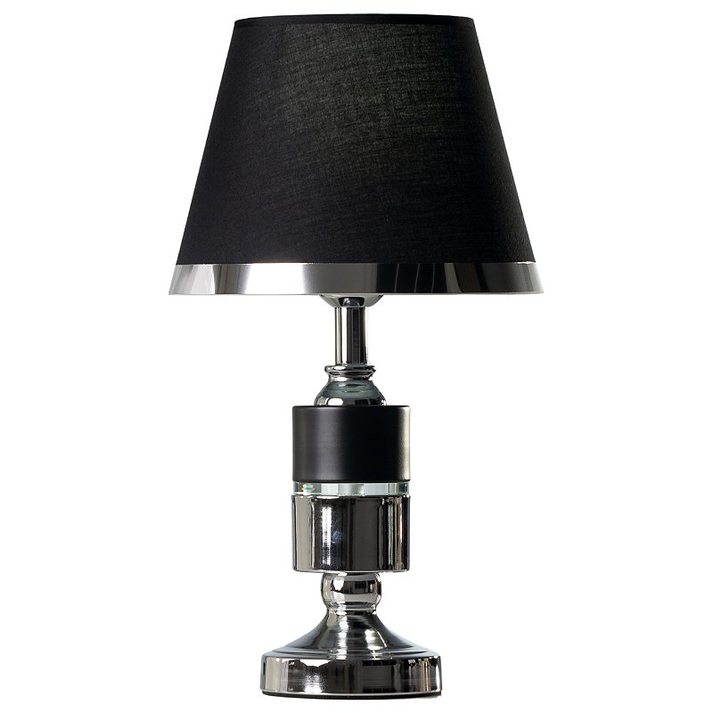 Abajur de Mesa Techled Preto e Prata 45cm Moderno com Base Iluminada Bivolt 127/220V para Quarto Casal e Escritório