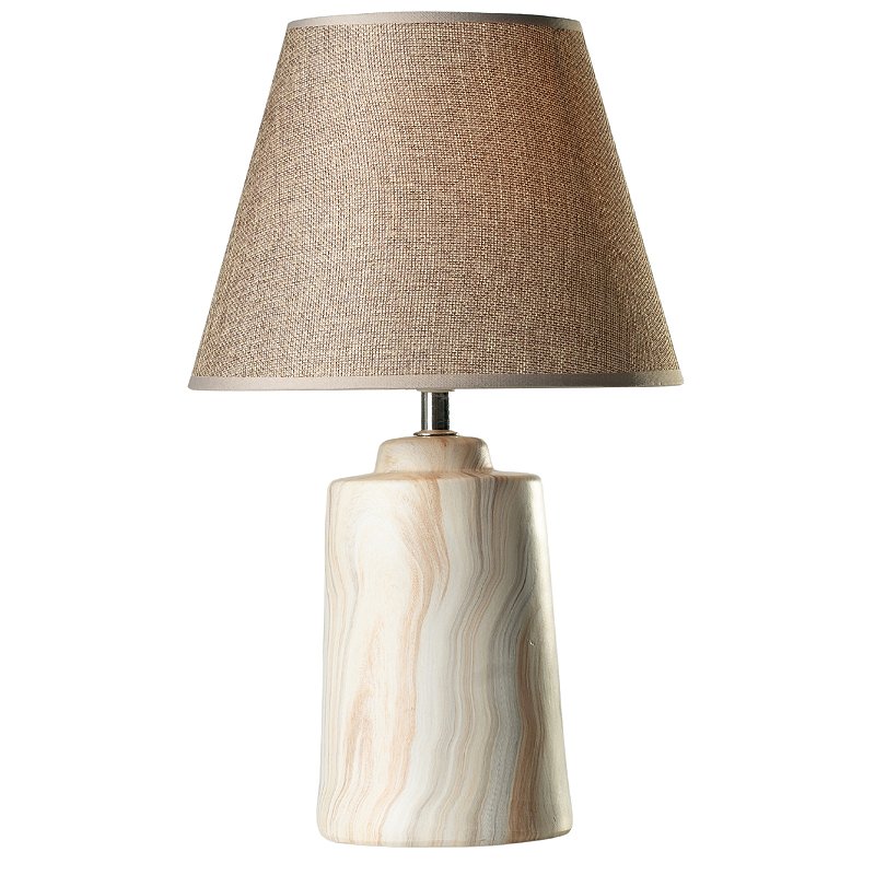 Abajur de Mesa Techled Marrom e Bege 41cm em Cerâmica com Cúpula e Interruptor Bivolt 127/220V para Quarto e Sala