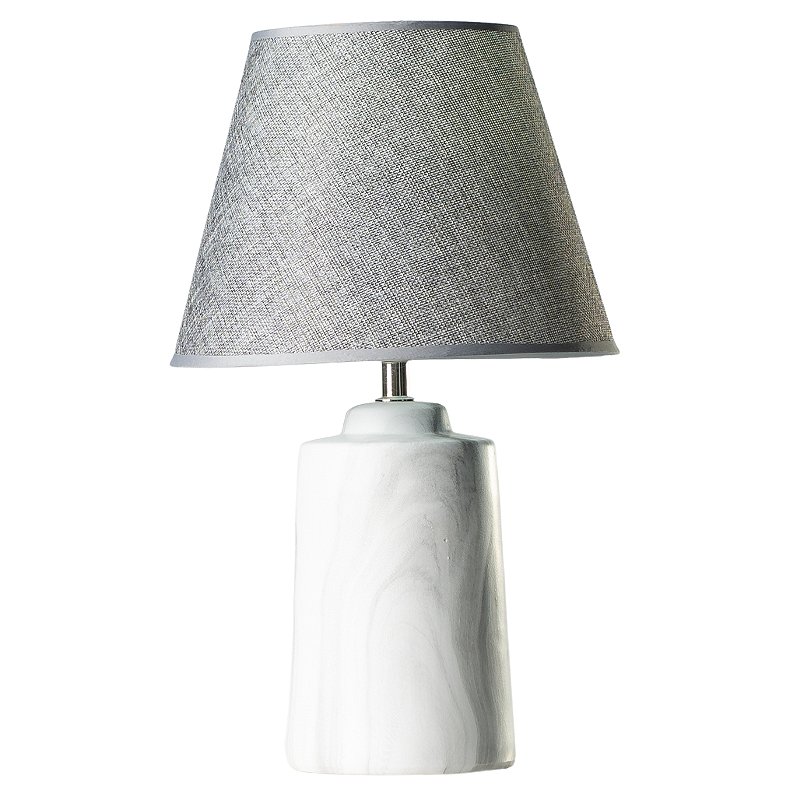 Abajur de Mesa Techled Cinza 41,5cm em Cerâmica com Cúpula e Interruptor Bivolt 127/220V para Quarto Casal e Sala