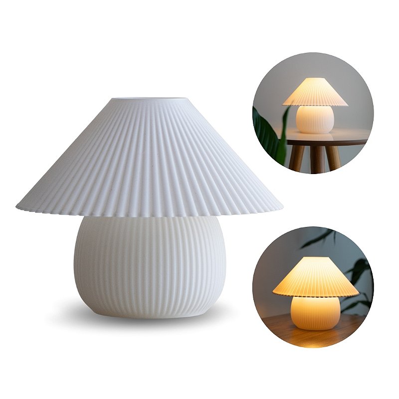 Luminária de Mesa Techled Concha Branco 18,5cm com Interruptor Bivolt 127/220V para Escritório, Quarto e Cabeceira