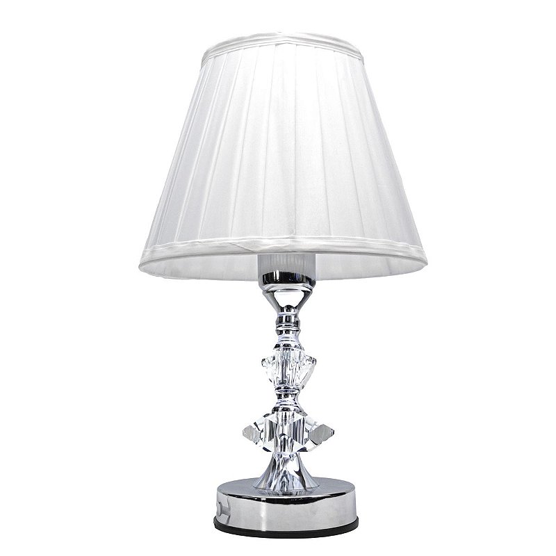 Abajur para Quarto Cabeceira 35cm Toque Abajur de Mesa Corpo Cristal Cúpula Voil Decorativo Roma