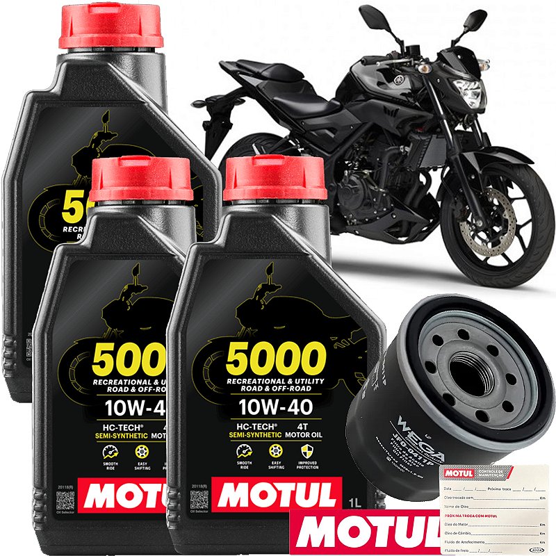 Kit Troca De Oleo Motul 5000+ 10W40 E Filtro Para Moto Yamaha Mt03
