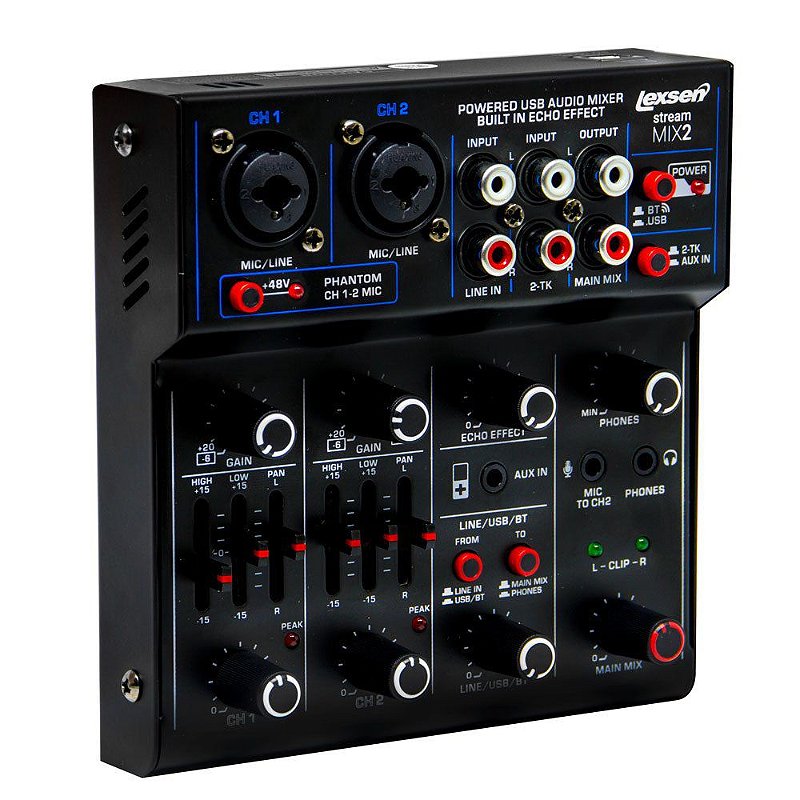 Mesa de Som com Interface de Audio e Bluetooth Stream Mix 2 USB