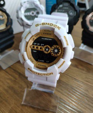 Relógio G-Shock GD-100 Branco/Dourado - Relógios no atacado