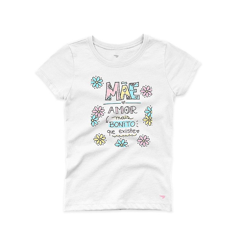 Camiseta Branca Baby Look mãe amor mais bonito que existe Darosaa