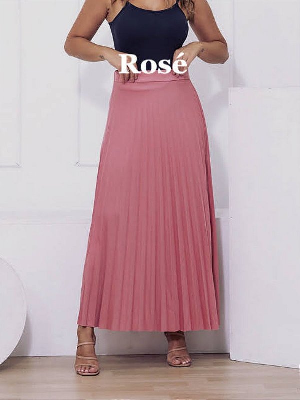 Saia Plissada Longa - G - Rosé - Donna Vanda Moda Prime|Saias e Vestidos -  Moda Social e Evangélica