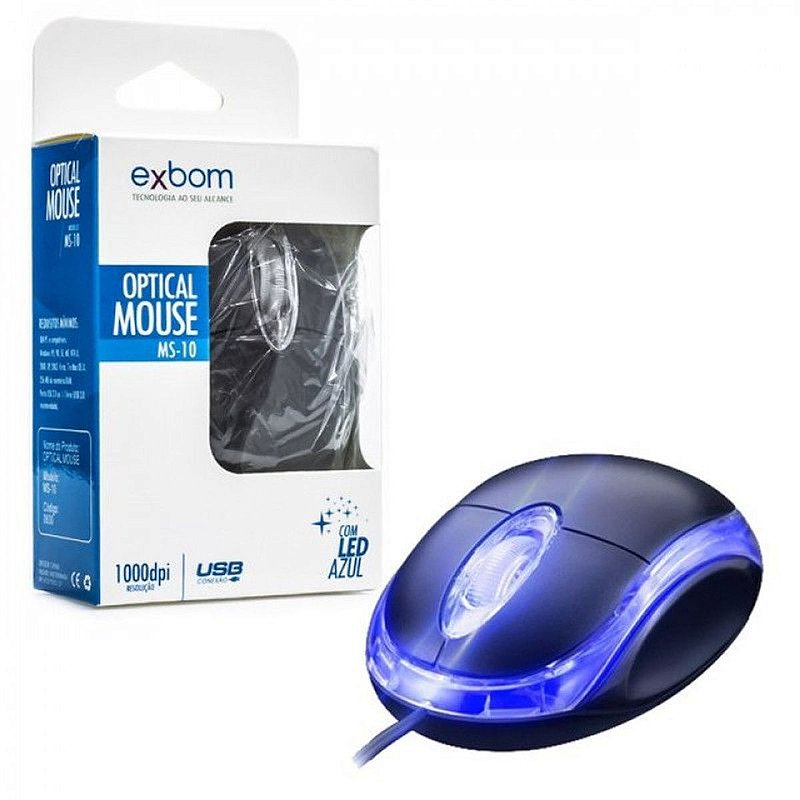Mouse Optico USB 1000DPI Led Azul - One Hit