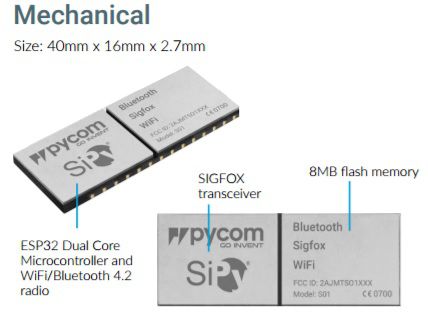 Módulo Pycom S01 OEM 22dBm: integra Sigfox, WiFi e Bluetooth no mesmo ...