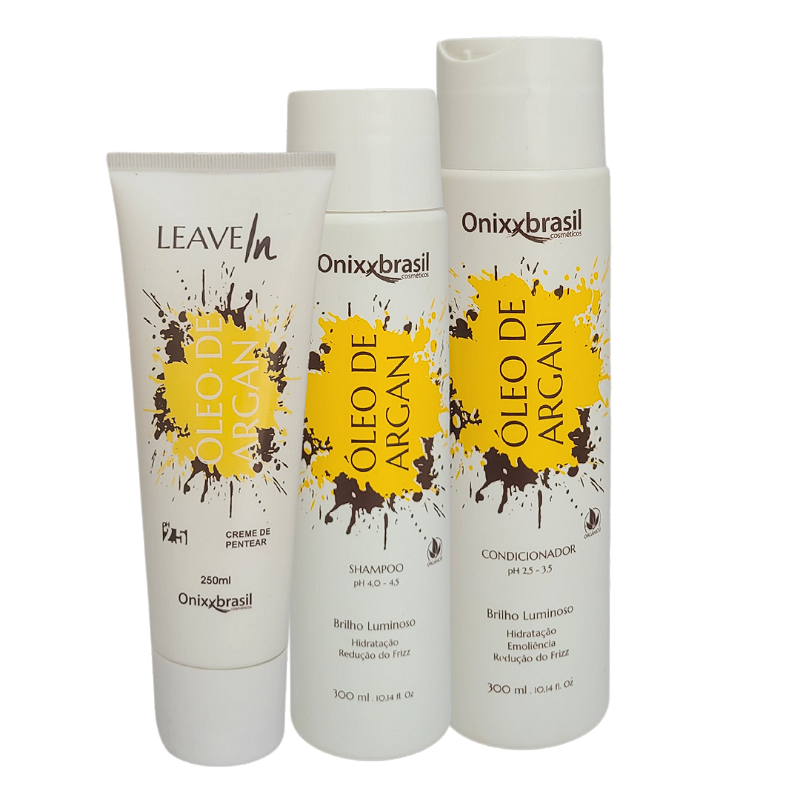 Kit Óleo de Argan - Shampoo + Condicionador + Leave-in | Onixx