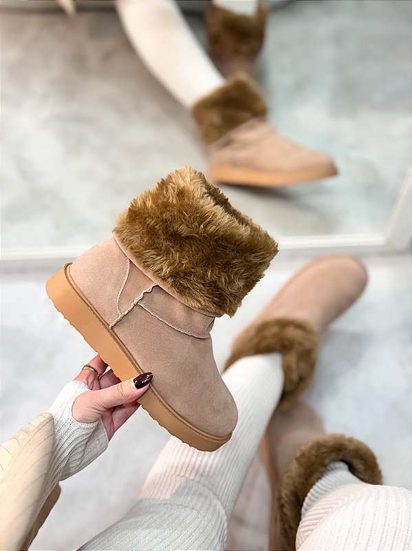 Bota Feminina Com Pelinho Bota Feminina Moleca Coturno Meia Pata