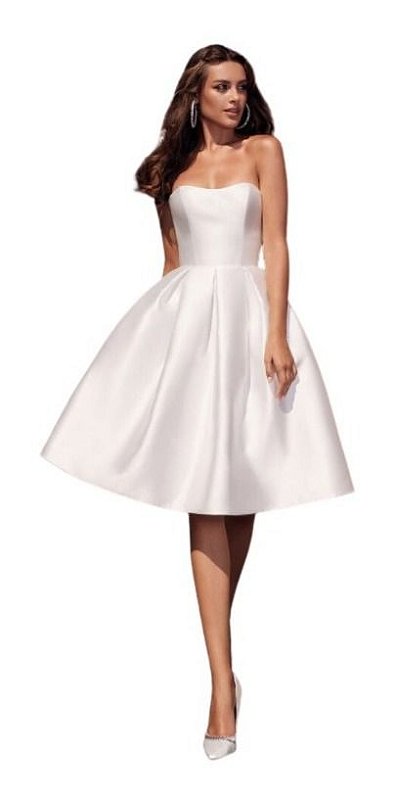 Vestido De Noiva Simples Branco Caimento Perfeito - Loja Moda