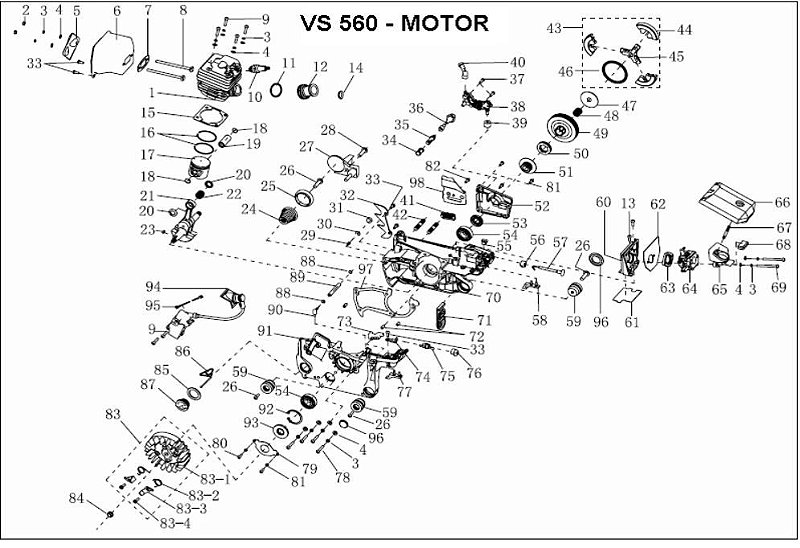 Jogo Junta Motosserra Vulcan Vsl450 Vsl550 Vs500 Vs560 - MaximaShop