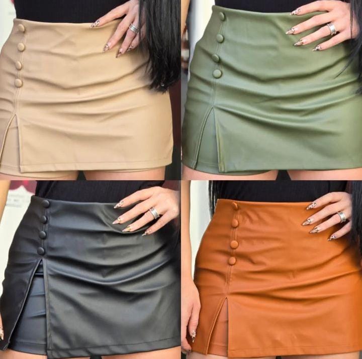 Short saia couro eco