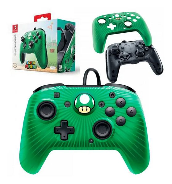 Nintendo Switch GT FORCF Pro Controle Pro Com Fio Faceoff Super Mario Pdp Nintendo Switch