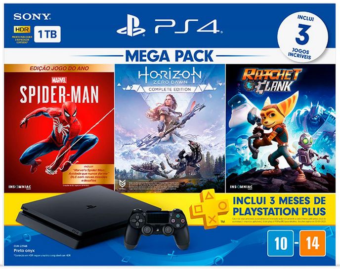 PS4 SLIM 1TB 1 CONTROLE 3 JOGOS - EASY TECH STORE (Ref.: 19714)