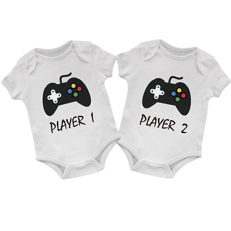 Body Bebê Gêmeos Player 1 e Player 2 - Artgeek - Loja Nerd de Decoração ...