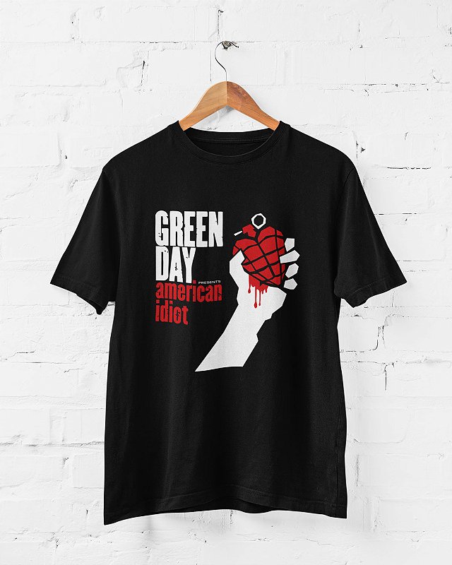 GREEN DAY バンドTシャツ　2004年『American Idiot』 Camiseta Green Day American Idiot Preta 100% Algodão Unisex