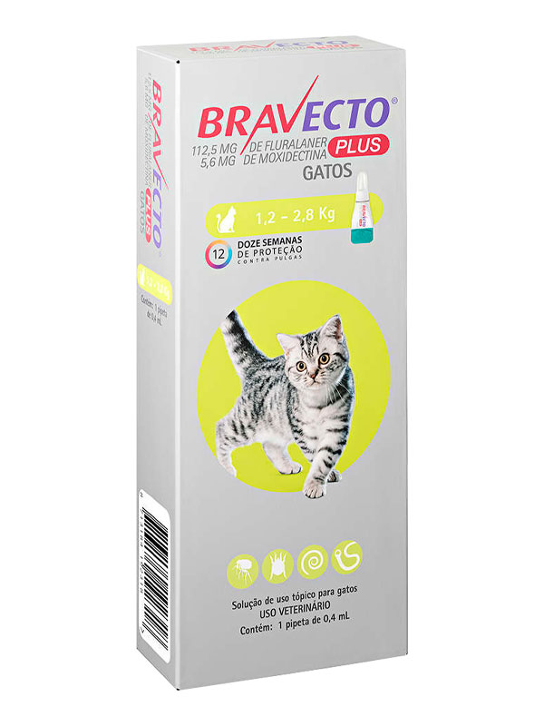 Antipulgas Bravecto Transdermal Plus MSD para Gatos de 1,2 a 2,8