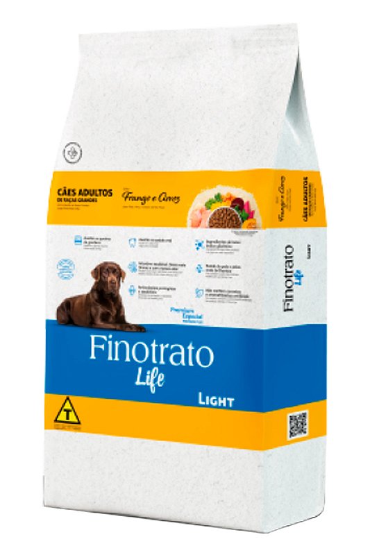 Finotrato Life Ração Finotrato Life Light Premium Especial Sabor Frango e Arroz para Cães Adultos de Raças Grandes - 15Kg