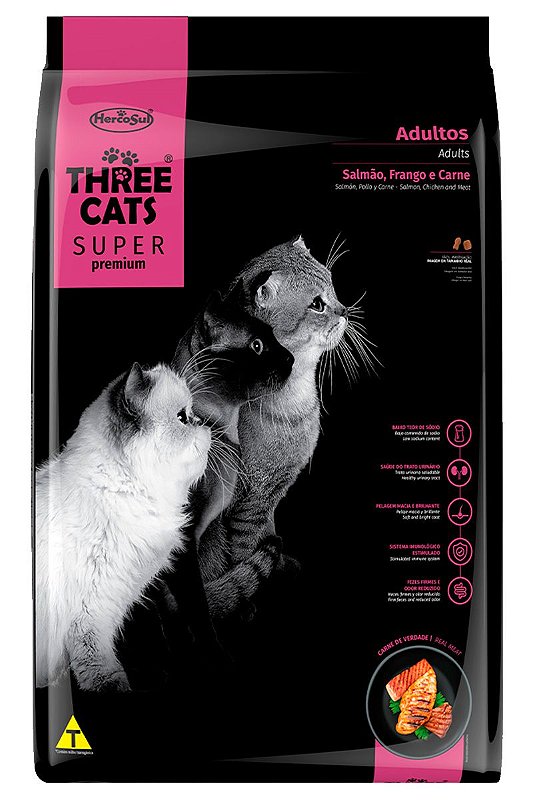TN冷凍ラット 30~40g 40匹＋50~60g 30匹 Ração Three Cats Super Premium Sabor Salmão, Frango e Carne para