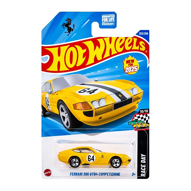 Carrinho Hot Wheels Ferrari 365 GTB4 Competizione Amarela Lote Q