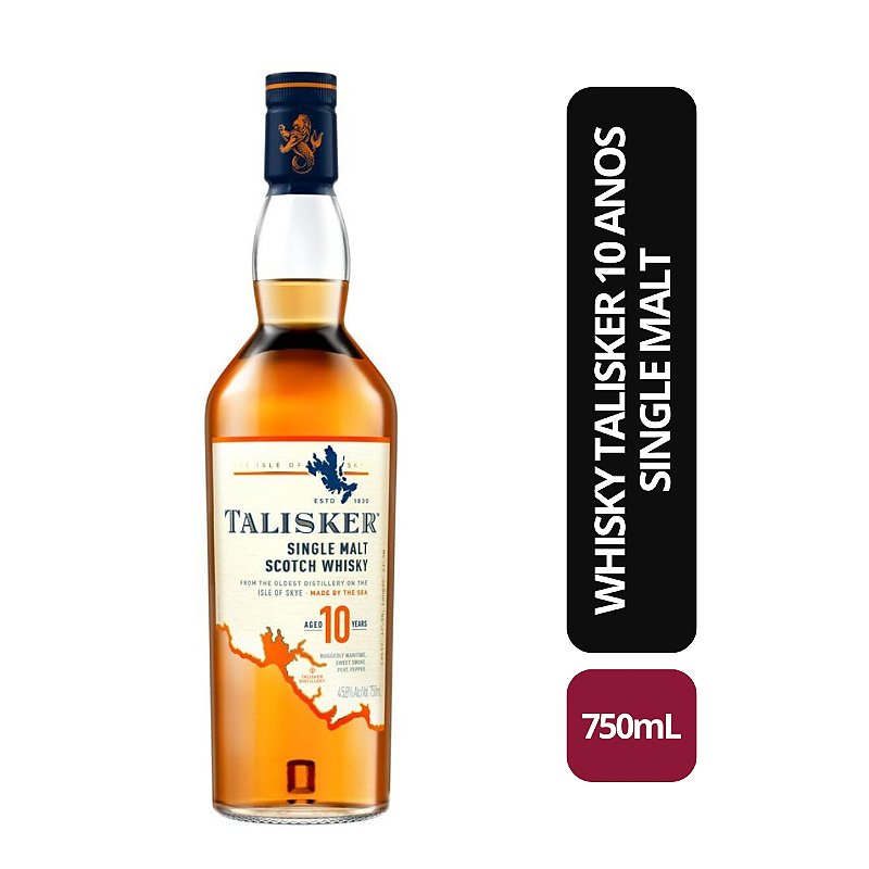 Whisky Talisker 10 anos Single Malt - 750mL - Bebida In Box