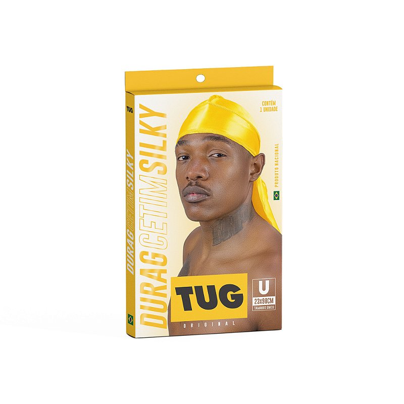 TUG - @jovembrown usa DURAG MEIO A MEIO AMARELA E BRANCA.