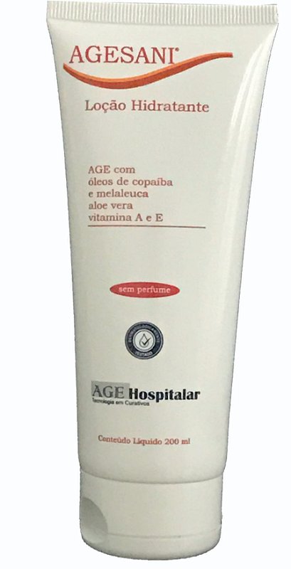 AGESANI - LOÇÃO HIDRATANTE COM ALOE VERA, ÓLEOS DE COPAÍBA E MELALEUCA E PHMB - BISNAGA 200g.